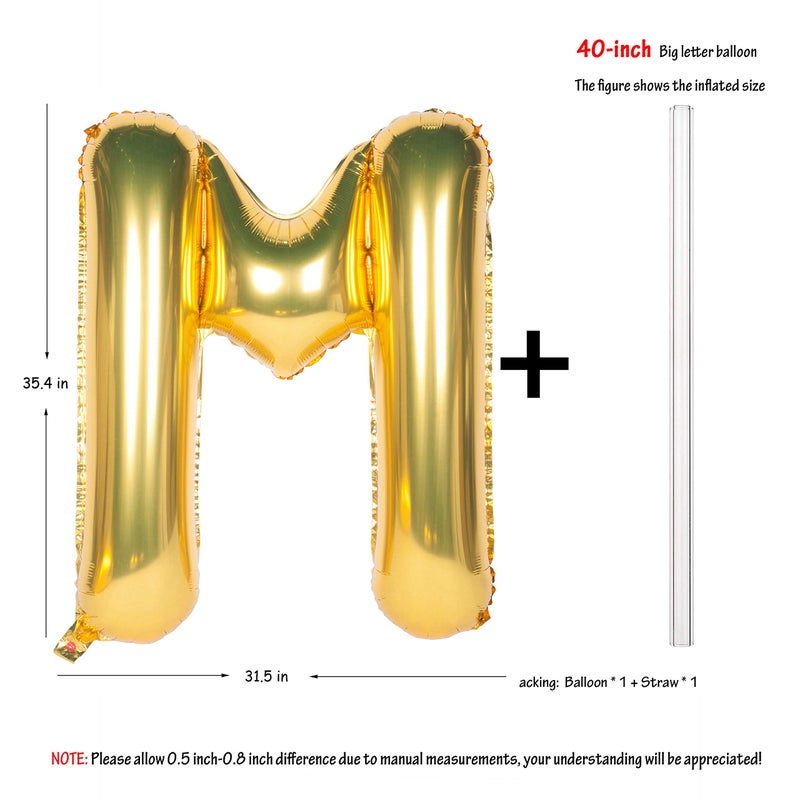 CHANGZHONG Letter Balloons 40 Inch Giant Jumbo Helium Foil Mylar for Party Decorations Gold M - Image 2